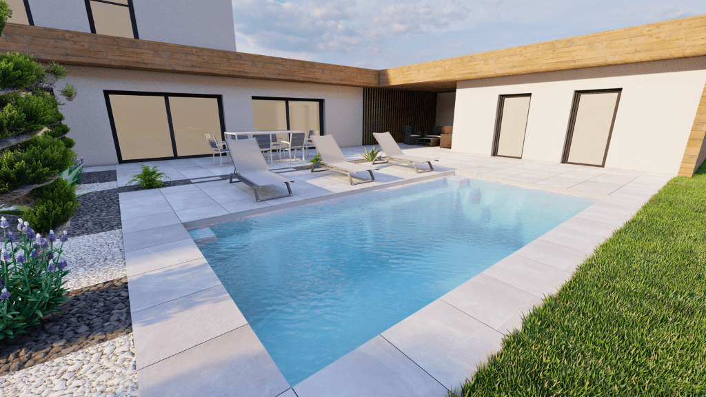 Angélite : Piscine coque compacte avec banquette et confort optimal