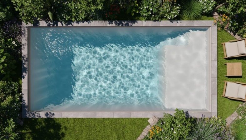 Piscine coque Zénith – Piscine design avec plage immergée