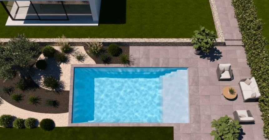 Piscine coque Zénith – Piscine design avec plage immergée