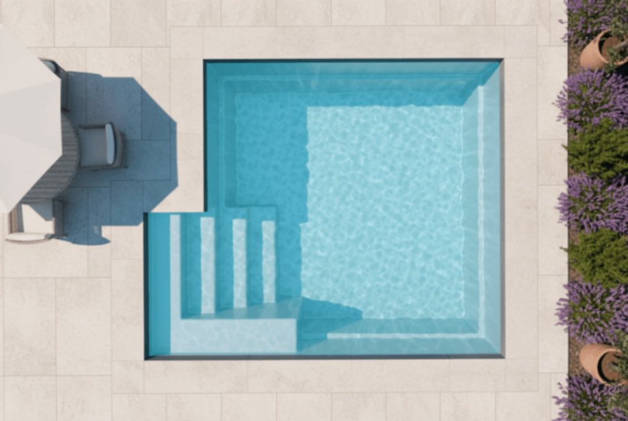 Piscine coque Cubik avec bloc Filtrant – Mini piscine carrée design