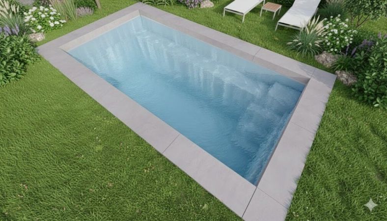 Angélite Mini avec bloc Filtrant – Piscine coque fond plat avec banquette