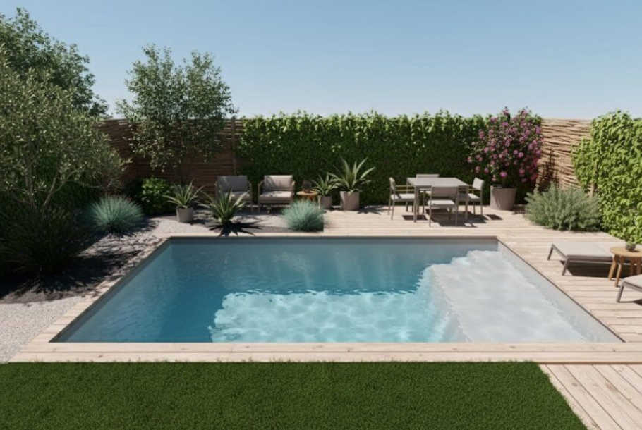 Piscine coque Zénith – Piscine design avec plage immergée