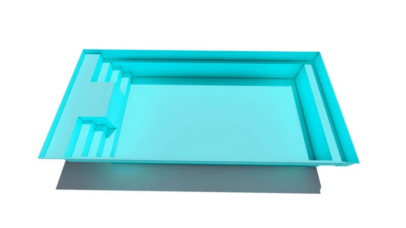 Galaxite – Piscine coque design avec fond plat et bain de soleil