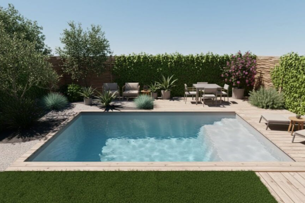 Piscine coque Zénith – Piscine design avec plage immergée