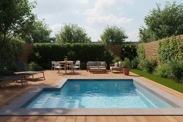 Piscine coque Cubik avec bloc Filtrant – Mini piscine carrée design