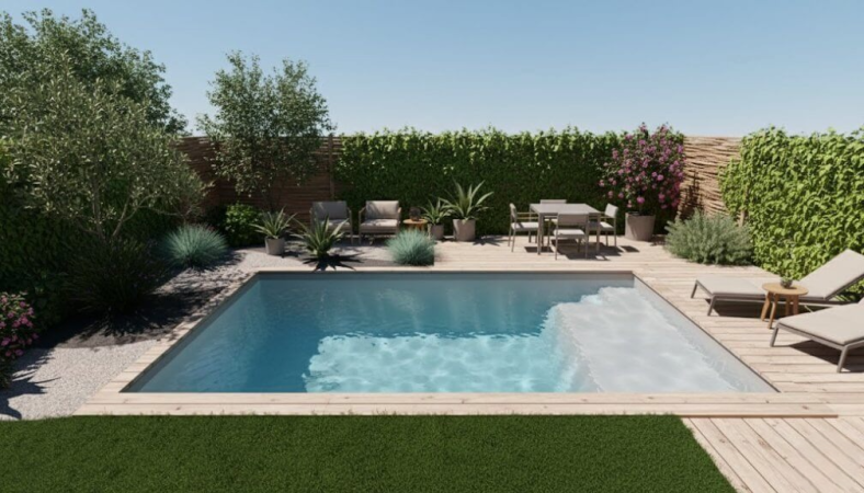 Piscine coque Zénith – Piscine design avec plage immergée