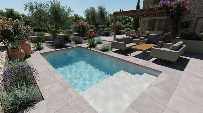 Piscine coque Zénith – Piscine design avec plage immergée