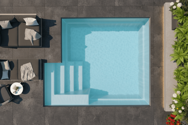 Piscine coque Cubik avec bloc Filtrant – Mini piscine carrée design