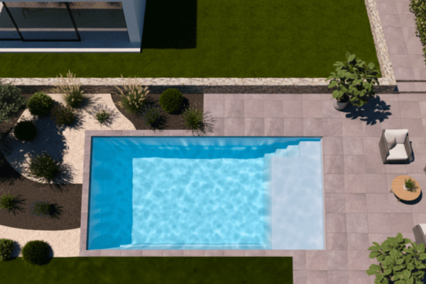 Piscine coque Zénith – Piscine design avec plage immergée