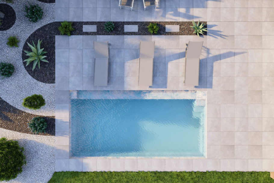 Angélite – Piscine compacte avec banquette longitudinale